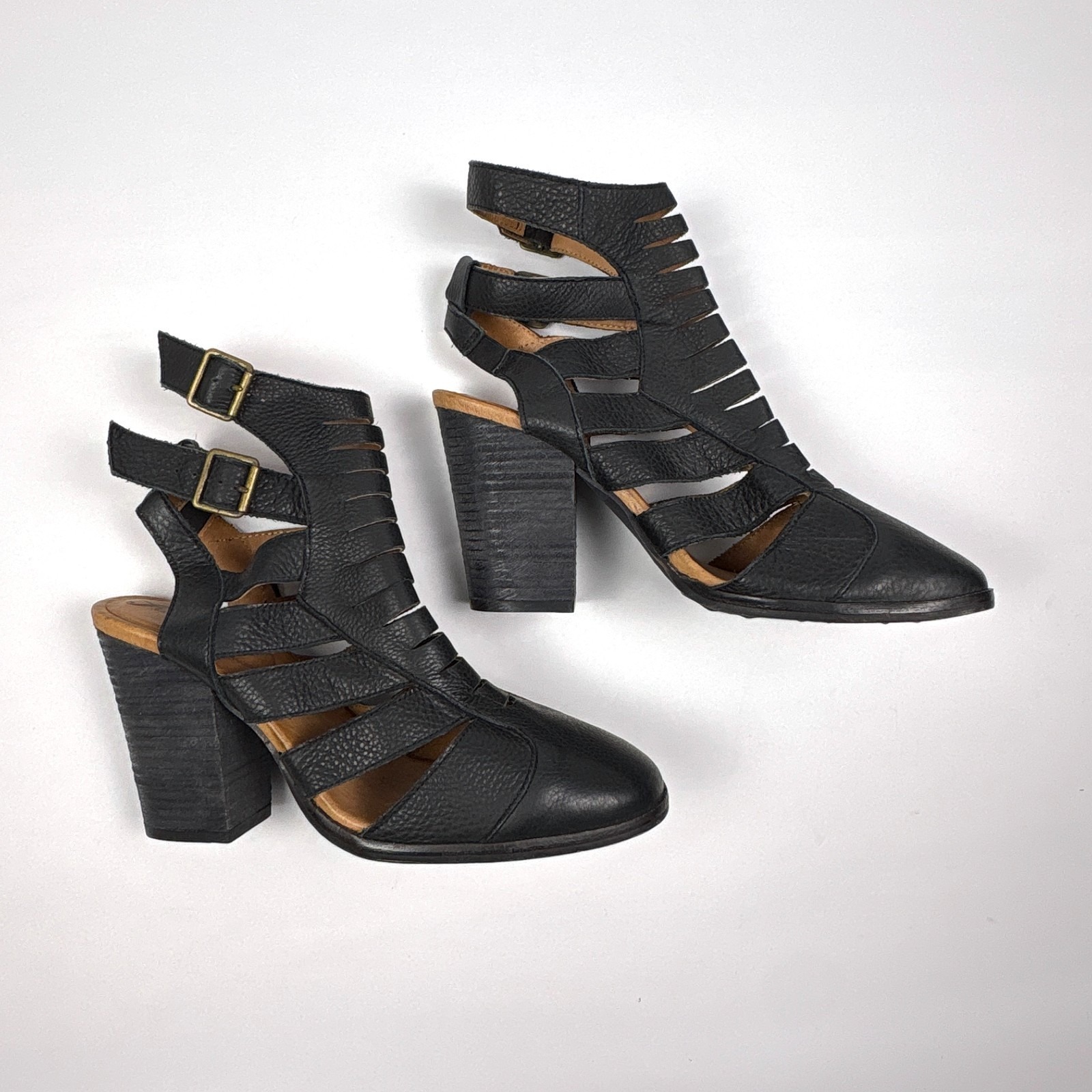 Nwot Free People Hayes Boot Womens Sz Eu40 Us 9.5/10 Black Leather Strappy